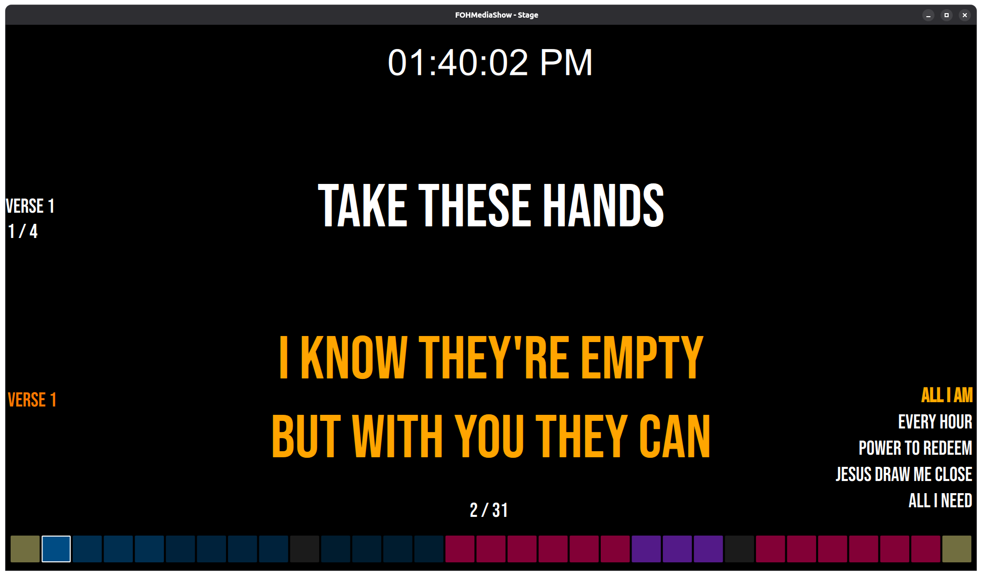 FOHMedia stage display screenshot